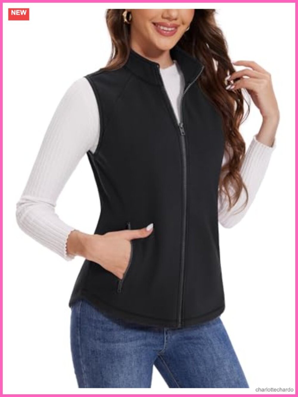 Women's Fleece Vest Zip Up Sleeveless Jacket Lightweight Warm Outerwear